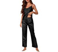 Pijama Invierno Mujer Sexy-Ropa De Dormir Femenina De Color SóLido para Uso DoméStico Informal Y CóModo Que Puede Usar como Un Conjunto De Ropa Exterior con Sujetador Sin (Conjunto De PantalóN) &