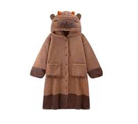 Pijama Invierno Mujer Unisex Capybara Costume Warm Flannel Capybara Cute Animal Pajamas For Christmas Pijama Mujer Algodon Pijama Mujer Algodon (Brown, S)