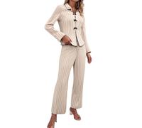 Pijama largo de algodón para mujer, conjunto de pijama cómodo, ropa de salón de dos piezas, manga larga, pijama, pantalones, parte superior, lounge, cuello redondo, ropa de dormir para todas las