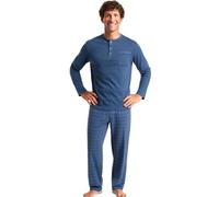 Pijama largo para hombre de algodón de invierno Interlock 100% - Estilo y comodidad - Pijama suave para las noches de invierno - Puños sin estrés, Tif-974_blue, XXL