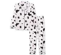 Pijama largo para mujer con tira de botones, ropa de dormir para mujer, algodón, juego de pijama de manga larga, traje de casa de dos piezas, camisón de otoño e invierno, pantalones de dormir suave