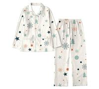 Pijama largo para mujer, diseño navideño, manga larga, conjuntos de pijama de 2 piezas, parte superior y pantalones de pijama, pijama de Navidad holgado, tejido cómodo, ropa de dormir de Navidad