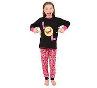 Pijama largo para niñas con caras de emoticonos riendo y felices, LOL, tallas 9 a 15 años Rosa rosa 13-14 Años