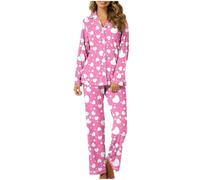 Pijama Mujer Invierno - Conjunto pijamero femenino San Valentín lote doble botonadura frontal mangas largas atuendo hogareño primaveral textil diseño romántico talla flexible lavable a máquina