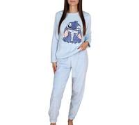 Pijama Mujer Stitch Disney - Conjunto de Noche con pantalón Largo, cálido y cómodo para otoño/Invierno (FR/ES, Letras, M, Regular, Regular, Stitch 2)