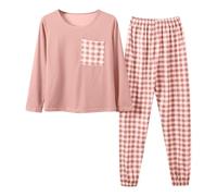Pijama Mujer Talla Grande Conjunto De Pijama De Dos Piezas Lounge | Conjuntos de acogedores, ropa de estar por casa con dibujos animados manga larga, conjuntos cómodos
