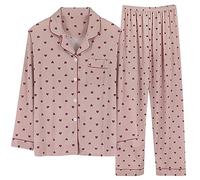 Pijama Mujer Verano Otoño E Invierno Manga Larga Solapa Chaleco Traje Pantalones Tallas Grandes Servicio A Domicilio Camisones Sexy Women Secret (Brown, XXL)
