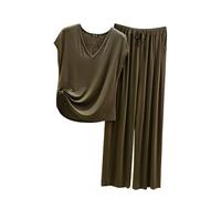 Pijama Mujer Verano Women Secret Conjunto de Pijama para Mujer, 2 Conjuntos a Juego, Top de Manga Corta y Pantalones con Bolsillos Camisones De Mujer Sexy Women Secret Pijama (AG, XL)