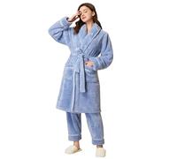 Pijama mullido, albornoz de forro polar para mujer, conjunto de 2 piezas de | Traje de casa para mujer, cálido, de invierno, ropa de dormir para mujer, tallas grandes, holgado, pijama de una pieza