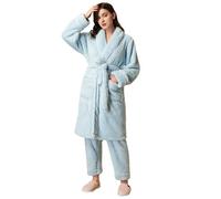 Pijama mullido, albornoz de forro polar para mujer, conjunto de 2 piezas de | Traje de casa para mujer, cálido, de invierno, ropa de dormir para mujer, tallas grandes, holgado, pijama de una pieza