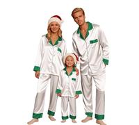 Pijama Natal Familia de Calidad Premium, Diseño de Manga Larga y Cuello solapa, Ideal para un Sofisticado o para una Noche de Celebración Especial 02