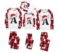 Pijama Navidad Familia Conjunto de Pijamas Familiar Navideños a Juego Pareja Estampado A-Z Natal Letras Camiseta y Pantalones Ropa de Dormir Navideñas Familiares para Hombre Mujer Niños Bebés 2025