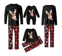 Pijama Navidad Familia Conjunto Pijama Familiar a Juego Pijamas Padres Mamá Cómodo Sudadera Chándal Suéter 2 Piezas Pantalón Raya y Top de Manga Larga papá Pijamas Navidad Familia para Hombre Mujere