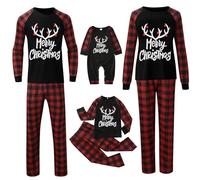 Pijama Navidad Familia Conjunto Pijama Familiar a Juego Pijamas Padres Mamá Niños Bebe Cómodo Sudadera Chándal Suéter 2 Piezas Pantalón Raya y Top de Manga Larga papá Pijamas Navidad Familia 04