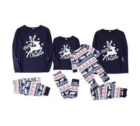Pijama Navidad Familia Conjunto Pijama Familiar a Juego Pijamas Padres Mamá Niños Bebe Cómodo Sudadera Chándal Suéter 2 Piezas Pantalón Raya y Top de Manga Larga papá Pijamas Navidad Familia 02