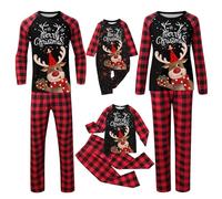 Pijama Navidad Familia Conjunto Pijama Familiar a Juego Pijamas Padres Mamá Niños Bebe Cómodo Sudadera Chándal Suéter 2 Piezas Pantalón Raya y Top de Manga Larga papá Pijamas Navidad Familia 02