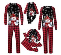 Pijama Navidad Familia Conjunto Pijama Familiar a Juego Pijamas Padres Mamá Niños Bebe Cómodo Sudadera Chándal Suéter 2 Piezas Pantalón Raya y Top de Manga Larga papá Pijamas Navidad Familia 04