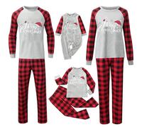 Pijama Navidad Familia Conjunto Pijama Familiar a Juego Pijamas Padres Mamá Niños Bebe Cómodo Sudadera Chándal Suéter 2 Piezas Pantalón Raya y Top de Manga Larga papá 04