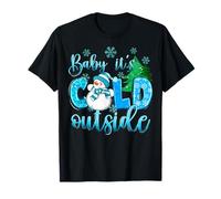Pijama navideño Divertido de muñeco de Nieve con Texto en inglés It's Cold out Camiseta