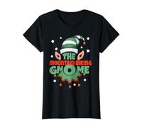 Pijama navideño Divertido de The Mountain Biking Gnomo Camiseta gráfica económica, Mujer, Negro, L