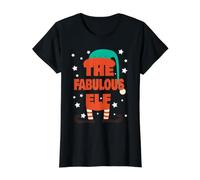 Pijama navideño The Fabulous Elf - Divertido Juego Familiar Camiseta gráfica económica, Mujer, Negro, L