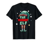 Pijama navideño The Youngest Elf - Familia a Juego más Joven Camiseta gráfica económica, Hombre, Negro, XL