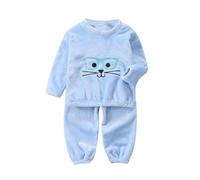 Pijama Niño Invierno Pijama De Terciopelo Invierno Navideños Manga Larga Algodón Dos Piezas 2-12 Años Transpirable Cálido Pijama Navidad Trajes Y esponjosa Conjunto Pijamas de (Light Blue, 3-4 Years)