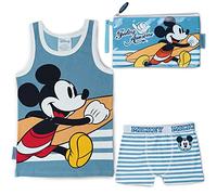 Pijama Niño y Neceser Pequeño Mickey Mouse - Conjunto de Pijama con Camiseta de Tirantes y Pantalón Corto - Incluido Neceser Niño para Guardar Accesorios | Pijamas Niños Verano y Bolsa de Aseo