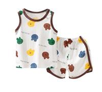 Pijama Niños Suave Verano Infantil Ropa de Dormir con Bolsillo Pantalones Cortos y Conjunto 2 Piezas para 1-6 Años