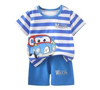 Pijama Niños Suave Verano Infantil Ropa de Dormir Conjunto Pijamas para bebés y pequeños con Botones Lunares Color Liso, cómodo Manga Corta Primavera