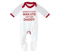 Pijama para bebé con diseño de "Born To Love Man Utd Just Like Daddy", fabricados en el Reino Unido con algodón fino peinado 100%