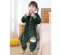 Pijama para Bebé y Niños con Pies, Saco de Dormir de Tela Suave y Manga Larga, Ideal para Invierno, Estampados Divertidos Verde talla 90