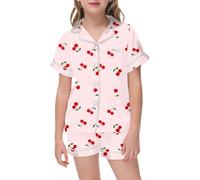 Pijama para Bebés Pequeños Niñas Ropa de Dormir Manga Corta 2 Piezas con Botones Pantalones Cortos y Tops Top Pijamas Clásicos Lounwear Niños 1-6 Años