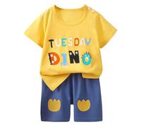 Pijama para Bebés Pequeños Niños,Camiseta y Pantalones Cortos Ropa de Descanso clásica Conjunto Suave Manga Corta Top Pijamas Clásicos Lounwear Niños 1-6 Años