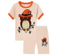 Pijama para Bebés Pequeños Niños,Infantiles Imprimir Conjunto Pijamas Ropa de Descanso clásica con Botones Lunares Color Liso, cómodo Niños Manga Corta Dormir Trajes 6 Meses a 7 años