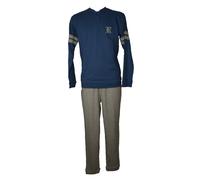 Pijama para hombre RAGNO interlock cálido invierno algodón manga larga cuello he