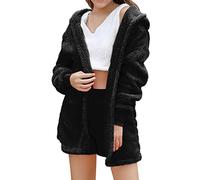 Pijama para mujer de 3 piezas, conjunto de pijama de franela de forro polar cálido para casa, cami, camiseta sin vientre, pantalones cortos de cintura alta + abrigo de manga larga, ropa de invierno