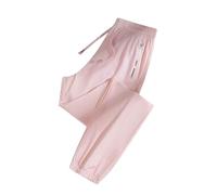 Pijama para mujer, pantalones cortos, brazos largos, cintura elástica, para uso diario, pantalones higiénicos para correr, pantalones anchos, Rosa., M