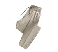 Pijama para mujer, pantalones cortos, brazos largos, cintura elástica, para uso diario, pantalones higiénicos para correr, pantalones anchos, caqui, M