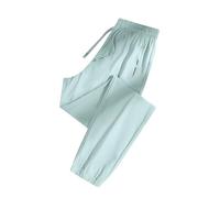 Pijama para mujer, pantalones cortos, brazos largos, cintura elástica, para uso diario, pantalones higiénicos para correr, pantalones anchos, verde, XXL