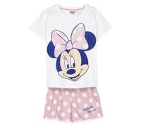 Pijama para Niños de Minnie Mouse - Color Blanco y Rosa - Talla 4 Años - Pijama Corto Fabricado en 100% Algodón de 145 gsm - Estampado de Minnie Mouse - Producto Original Diseñado en España