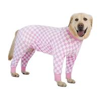 Pijama para perro grande, camisa antipelo de algodón ligero para perro, mameluco para después de la cirugía, ropa de recuperación para perros medianos y grandes, 34 (rosa)