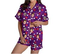 Pijama personalizado de manga corta para mujer, pijama personalizado con foto de cara, crea tus propios pijamas, conjuntos cortos, ropa de dormir para festival, ropa de descanso para el día de San