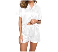 Pijama personalizado para mujer con foto de cara, ropa de descanso divertida personalizada, conjunto de pijama corto casual de manga corta con botones, cómodo pijama para el día de San Valentín