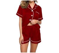 Pijama personalizado para mujer con foto de cara, ropa de descanso divertida personalizada, conjunto de pijama corto casual de manga corta con botones, cómodo pijama para el día de San Valentín