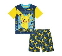 Pijama Pokemon para niños, conjunto de pijama corto Pikachu, edades de 6 a 13 años, amarillo, 10-11 años