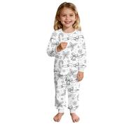 Pijama Polar Niña, Pijamas Invierno Niña, Graffiti DIY para Niños Elástico Hogar Loungewear Diario Casual 2-10A