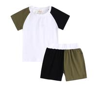 Pijama Primavera Verano Niño Niño Niño Niña Comercio Exterior Manga Corta Camiseta Short Hogar Aire Acondicionado Gran Tamaño Ropa Dos Piezas (Green, 2-3 Years)