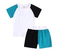 Pijama Primavera Verano Niño Niño Niño Niña Comercio Exterior Manga Corta Camiseta Short Hogar Aire Acondicionado Gran Tamaño Ropa Dos Piezas (Dark Blue, 2-3 Years)