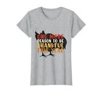 Pijama Retro con Texto en inglés Thank ful Thanksgiving Fall Family Kids Camiseta, Mujer, Gris Jaspeado, XL